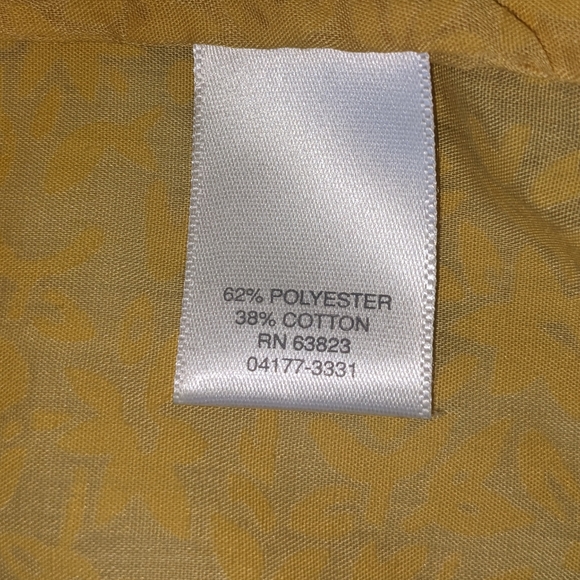 Christopher & Banks Button Tab Sleeve Top / Yellow Floral Pattern Shirt - Picture 9 of 12